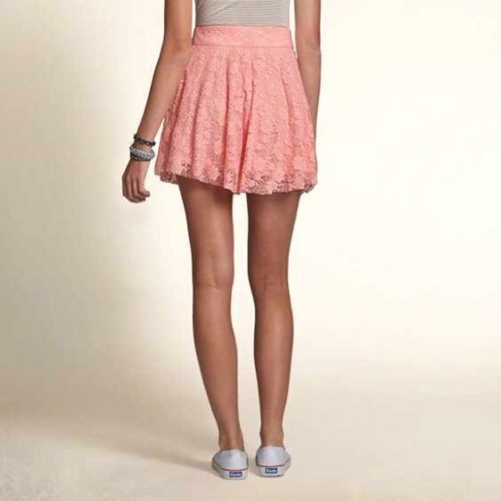 hollister pink lace skater skirt